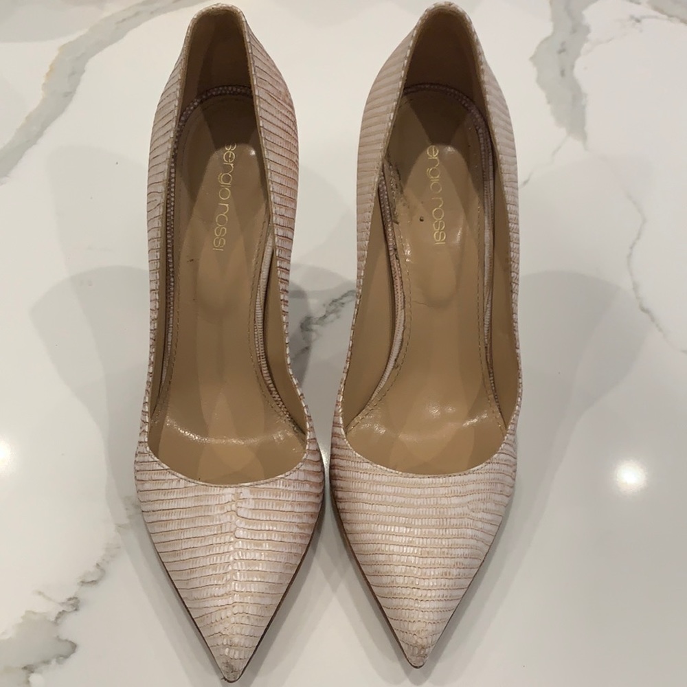 Sergio Rossi animal skin pink pumps